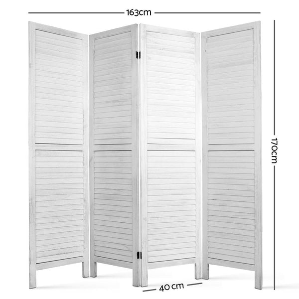 Artiss 4 Panel Foldable Wooden Room Divider - White freeshipping - Awezingly
