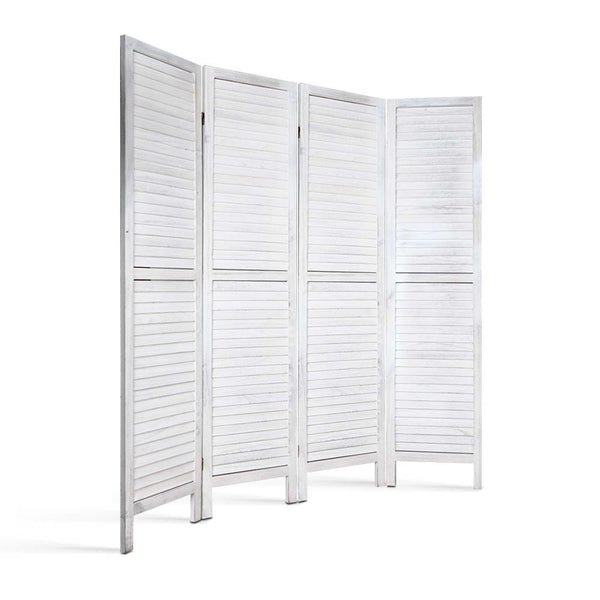 Artiss 4 Panel Foldable Wooden Room Divider - White freeshipping - Awezingly