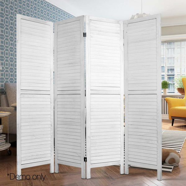 Artiss 4 Panel Foldable Wooden Room Divider - White freeshipping - Awezingly