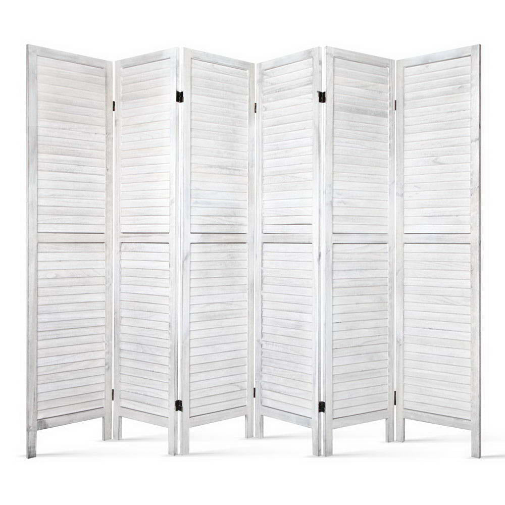 Artiss 6 Panel Room Divider Screen Privacy Wood Foldable Stand Timber White Artiss