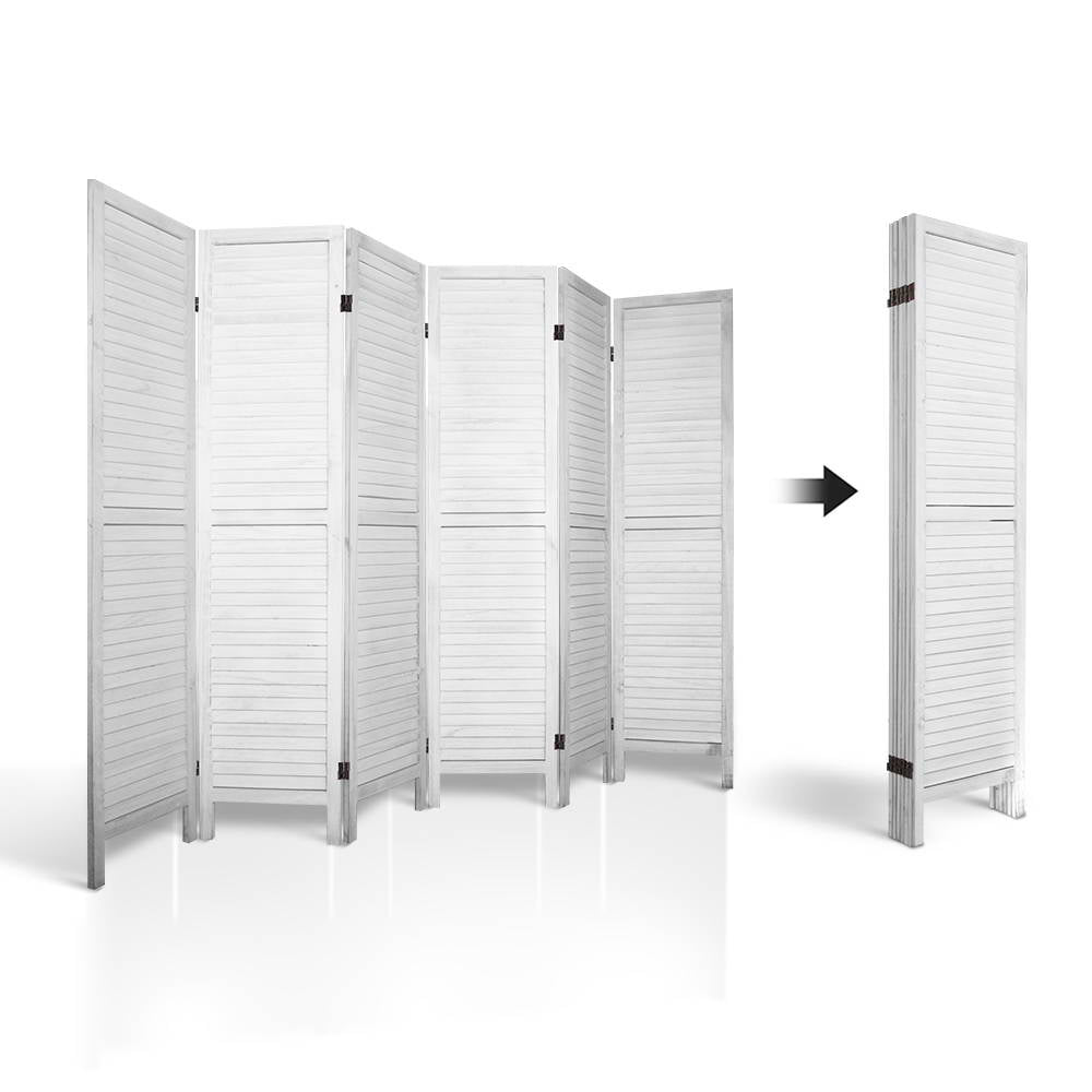 Artiss 6 Panel Room Divider Screen Privacy Wood Foldable Stand Timber White Artiss