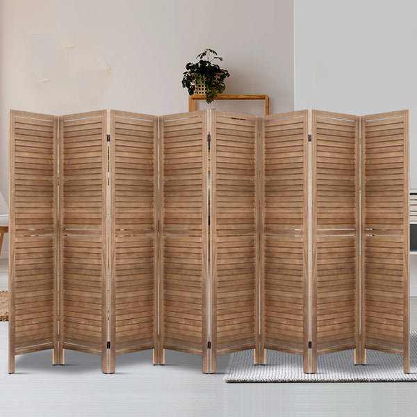 Artiss Room Divider Screen 8 Panel Privacy Wood Dividers Stand Bed Timber Brown freeshipping - Awezingly
