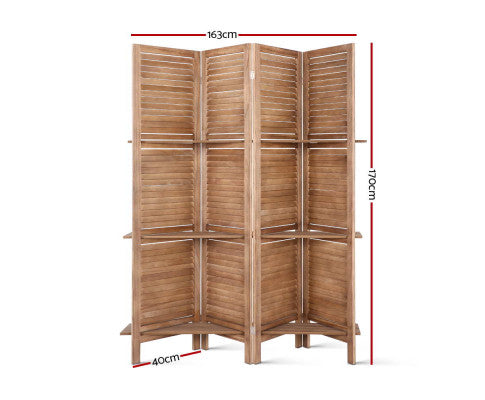 Artiss Room Divider Privacy Screen Foldable Partition Stand 4 Panel Brown freeshipping - Awezingly