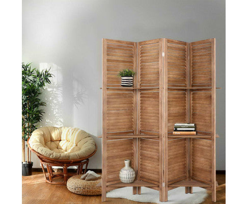 Artiss Room Divider Privacy Screen Foldable Partition Stand 4 Panel Brown freeshipping - Awezingly