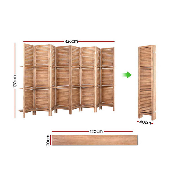 Artiss Room Divider Screen 8 Panel Privacy Dividers Shelf Wooden Timber Stand freeshipping - Awezingly