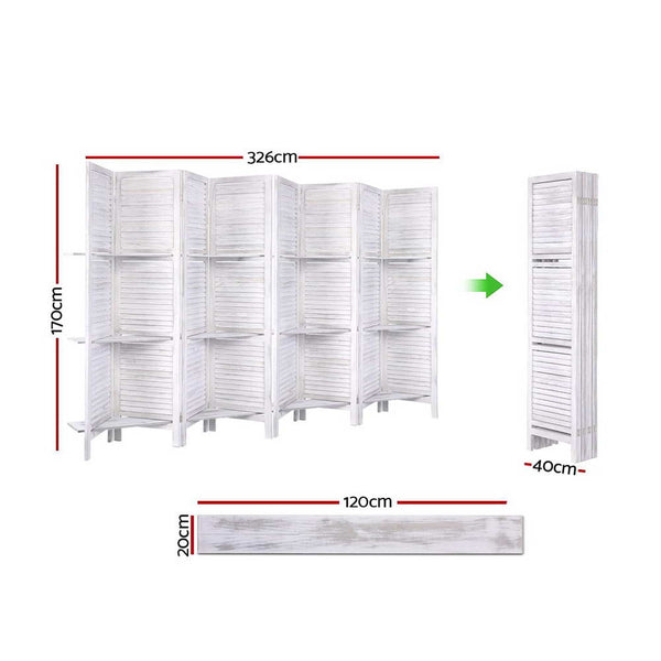 Artiss Room Divider Screen 8 Panel Privacy Foldable Dividers Timber Stand Shelf freeshipping - Awezingly