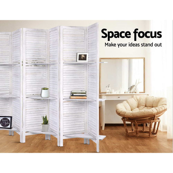 Artiss Room Divider Screen 8 Panel Privacy Foldable Dividers Timber Stand Shelf freeshipping - Awezingly