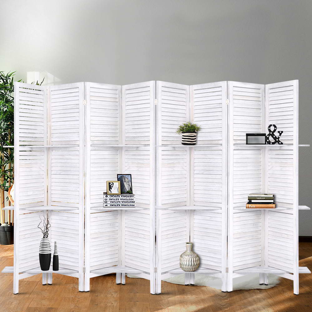Artiss Room Divider Screen 8 Panel Privacy Foldable Dividers Timber Stand Shelf freeshipping - Awezingly