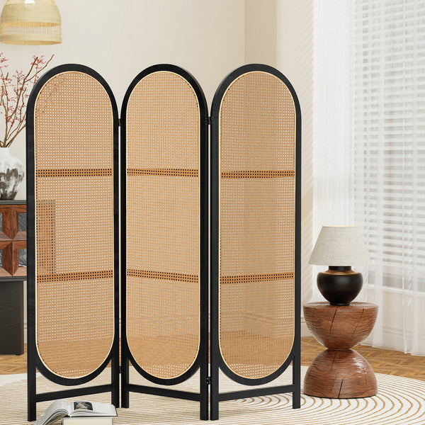 Artiss 3 Panel Room Divider Screen 151x180cm Rattan Brown Artiss