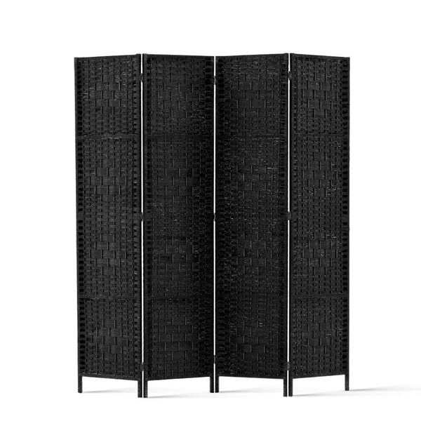 Artiss 4 Panel Room Divider Screen Privacy Timber Foldable Dividers Stand Black Artiss