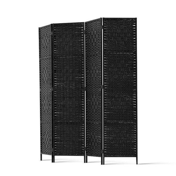 Artiss 4 Panel Room Divider Screen Privacy Timber Foldable Dividers Stand Black Artiss