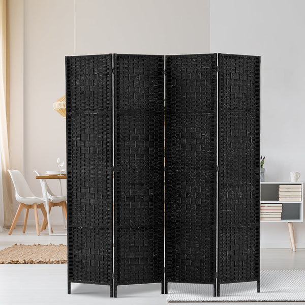 Artiss 4 Panel Room Divider Screen Privacy Timber Foldable Dividers Stand Black Artiss
