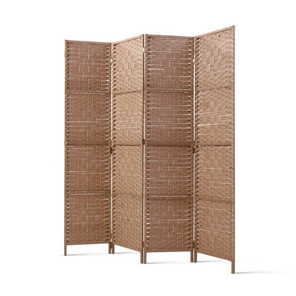 Artiss 4 Panel Room Divider Screen Privacy Rattan Timber Foldable Dividers Stand Hand Woven freeshipping - Awezingly