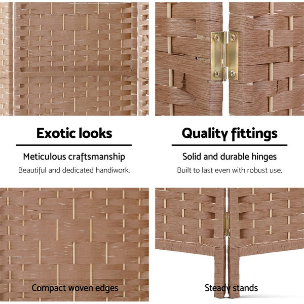 Artiss 4 Panel Room Divider Screen Privacy Rattan Timber Foldable Dividers Stand Hand Woven freeshipping - Awezingly