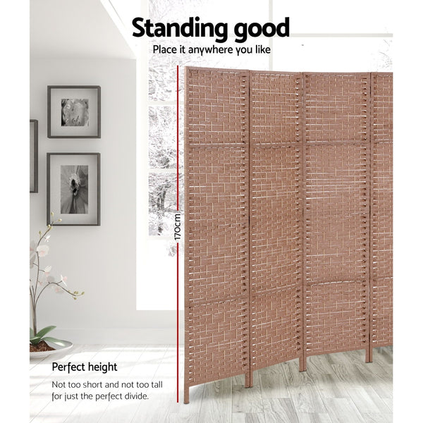 Artiss 4 Panel Room Divider Screen Privacy Rattan Timber Foldable Dividers Stand Hand Woven freeshipping - Awezingly