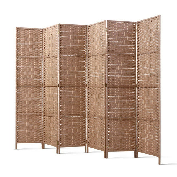 Artiss 6 Panel Room Divider Screen Privacy Rattan Timber Foldable Dividers Stand Hand Woven freeshipping - Awezingly