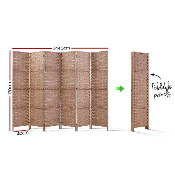 Artiss 6 Panel Room Divider Screen Privacy Rattan Timber Foldable Dividers Stand Hand Woven freeshipping - Awezingly