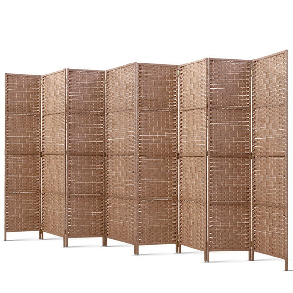 Artiss 8 Panel Room Divider Screen Privacy Rattan Timber Foldable Dividers Stand Hand Woven freeshipping - Awezingly