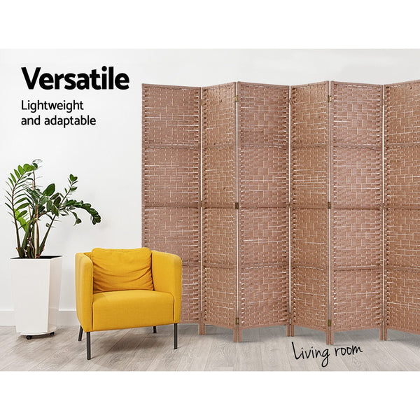 Artiss 8 Panel Room Divider Screen Privacy Rattan Timber Foldable Dividers Stand Hand Woven freeshipping - Awezingly