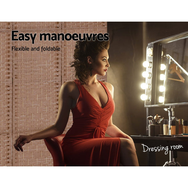 Artiss 8 Panel Room Divider Screen Privacy Rattan Timber Foldable Dividers Stand Hand Woven freeshipping - Awezingly