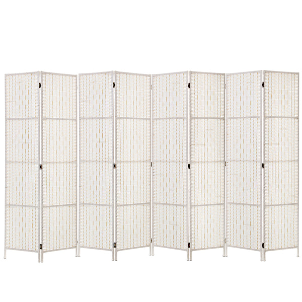 Artiss 8 Panels Room Divider Screen Privacy Rattan Timber Fold Woven Stand White freeshipping - Awezingly
