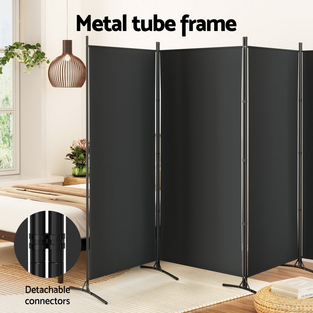 Artiss 4 Panel Room Divider Screen 345x180cm Fabric Black Artiss