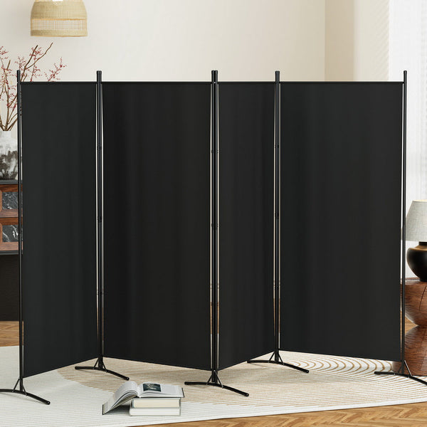 Artiss 4 Panel Room Divider Screen 345x180cm Fabric Black Artiss