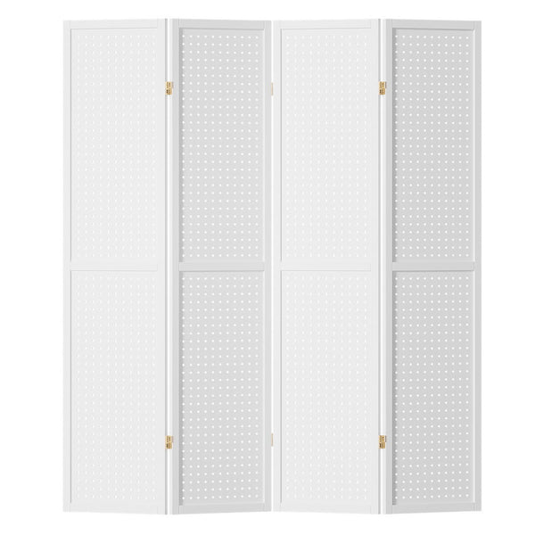 Artiss 4 Panel Room Divider Screen 164x170cm Pegboard White Artiss
