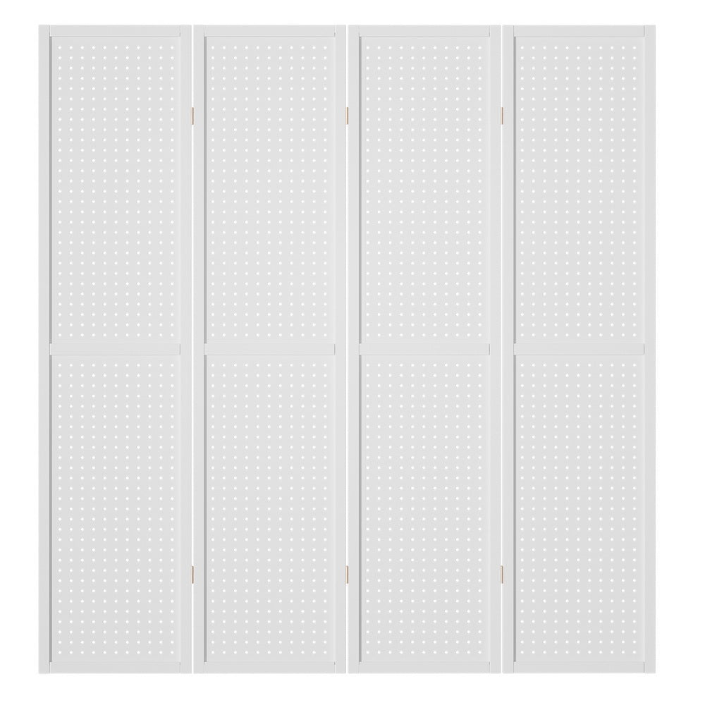 Artiss 4 Panel Room Divider Screen 164x170cm Pegboard White Artiss