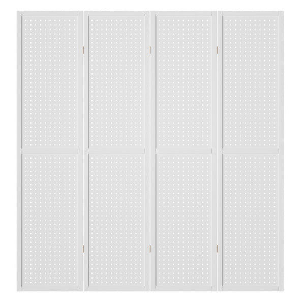 Artiss 4 Panel Room Divider Screen 164x170cm Pegboard White Artiss