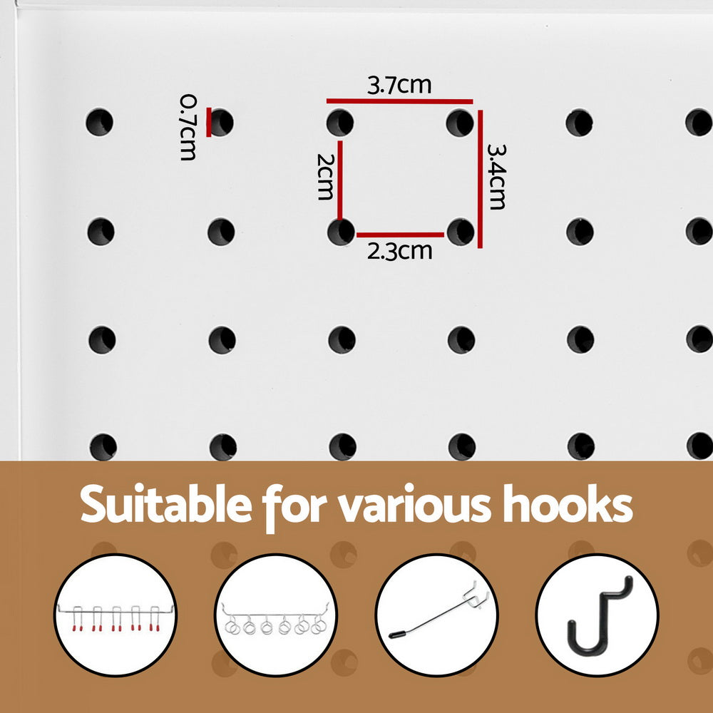 Artiss 4 Panel Room Divider Screen 164x170cm Pegboard White Artiss