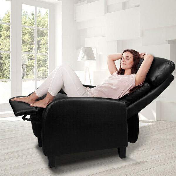 Artiss PU Leather Reclining Armchair - Black freeshipping - Awezingly