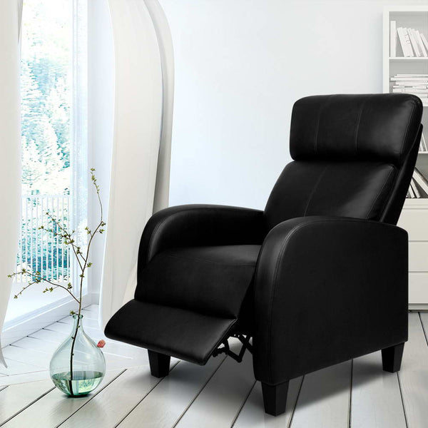 Artiss PU Leather Reclining Armchair - Black freeshipping - Awezingly