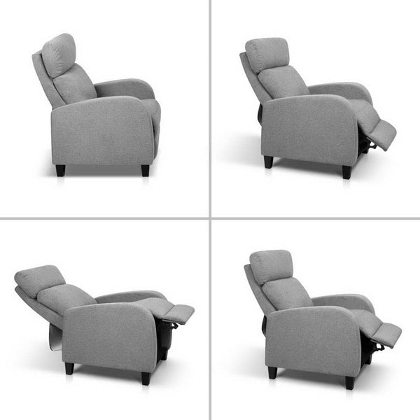 Artiss Fabric Reclining Armchair - Grey freeshipping - Awezingly