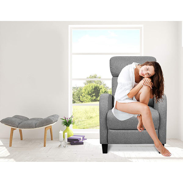 Artiss Fabric Reclining Armchair - Grey freeshipping - Awezingly