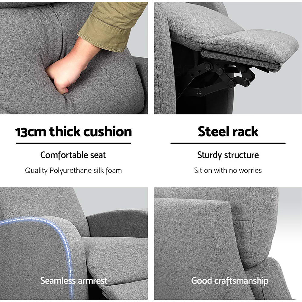Artiss Fabric Reclining Armchair - Grey freeshipping - Awezingly