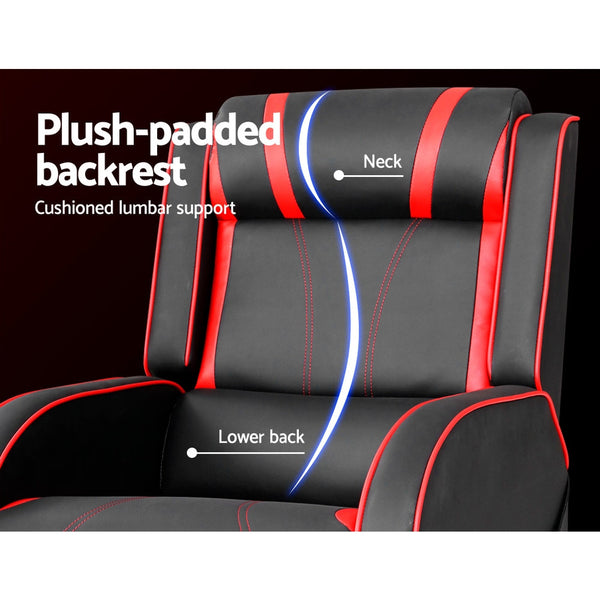 Artiss Recliner Chair Gaming Racing Armchair Lounge Sofa Chairs Leather Black Artiss