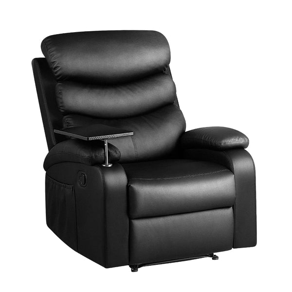Artiss Recliner Chair Armchair Lounge Sofa Chairs Couch Leather Black Tray Table Artiss