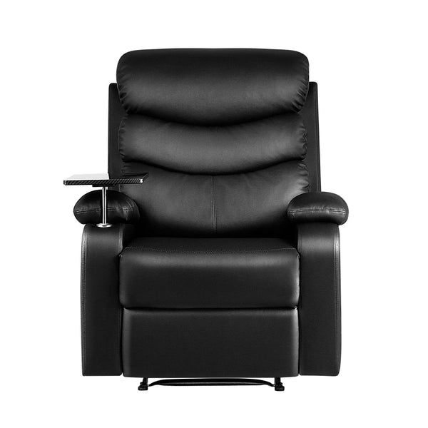 Artiss Recliner Chair Armchair Lounge Sofa Chairs Couch Leather Black Tray Table Artiss