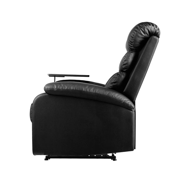 Artiss Recliner Chair Armchair Lounge Sofa Chairs Couch Leather Black Tray Table Artiss