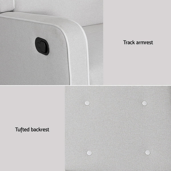 Artiss Recliner Armchair 360Â° Swivel Grey Fabric Artiss