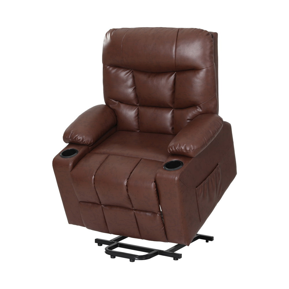 Artiss Recliner Chair Lift Assist Heated Massage Chair Leather Claude Artiss