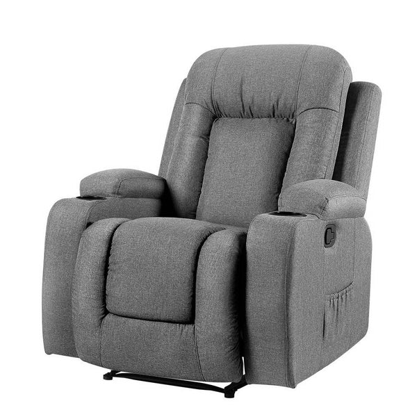 Artiss Recliner Chair Electric Massage Chair Fabric Lounge Sofa Heated Grey Artiss