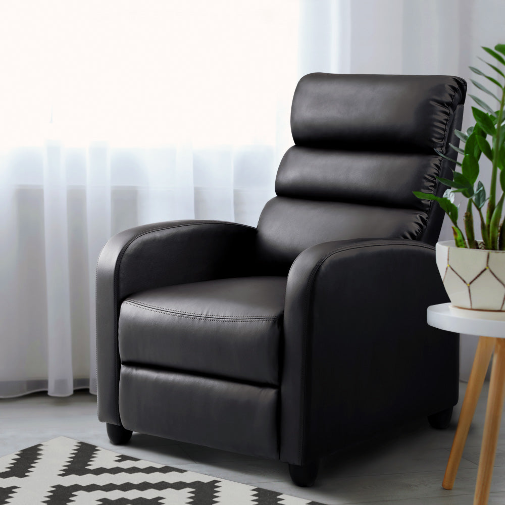 Artiss Luxury Recliner Sofa Leather Cover Brown