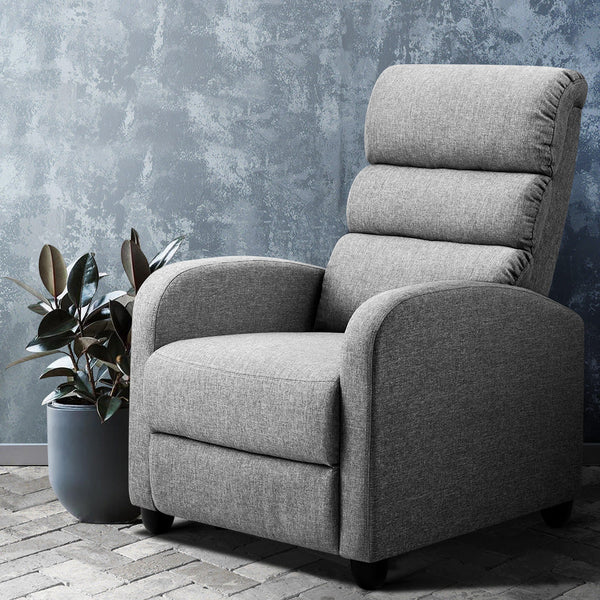 Artiss Luxury Recliner Chair Chairs Lounge Armchair Sofa Fabric Cover Grey Artiss