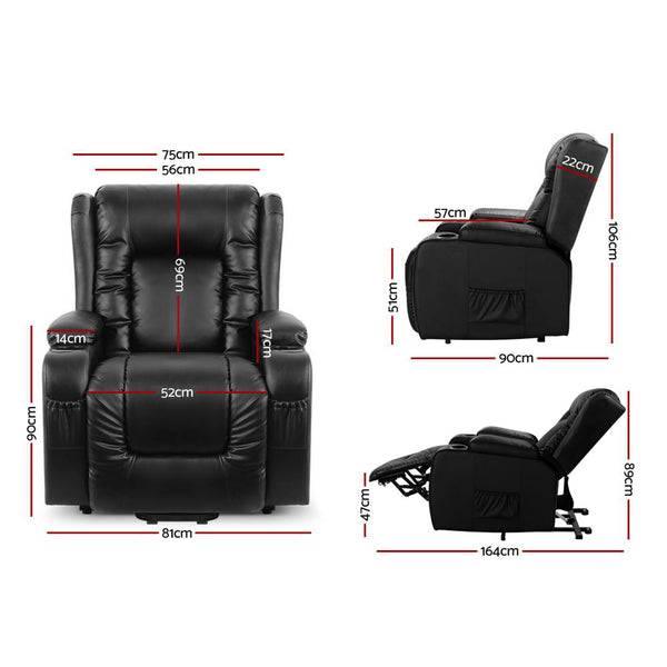 Artiss Electric Recliner Chair Lift Heated Massage Chairs Lounge Sofa Leather freeshipping - Awezingly