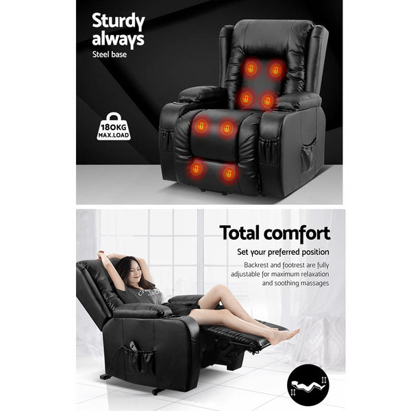 Artiss Electric Recliner Chair Lift Heated Massage Chairs Lounge Sofa Leather freeshipping - Awezingly