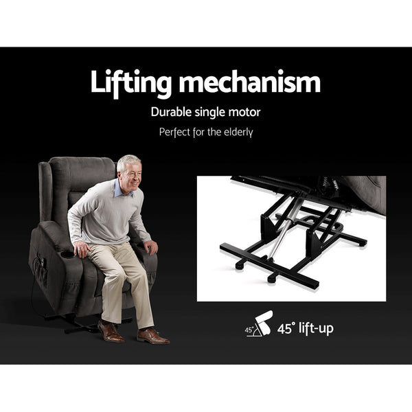 Artiss Electric Recliner Chair Lift Heated Massage Chairs Fabric Lounge Sofa freeshipping - Awezingly