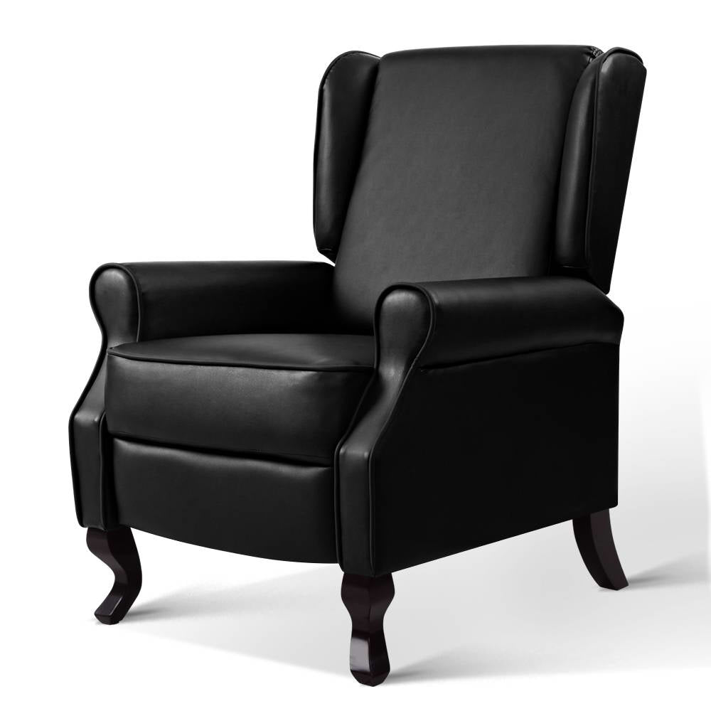 Artiss Recliner Chair Sofa Armchair Lounge Black Leather Artiss