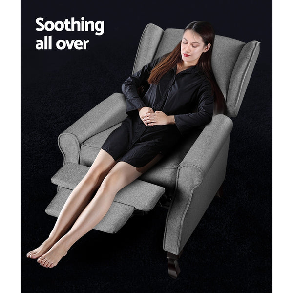 Artiss Recliner Chair Luxury Lounge Armchair Single Sofa Couch Fabric Grey freeshipping - Awezingly